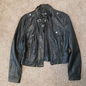 Forever 21 Black Faux-Leather Moto Jacket